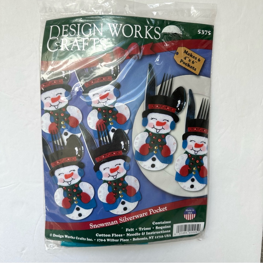 Design Works Crafts Snowman Silverware Pocket Kit 5375 New Sealed Unopened
